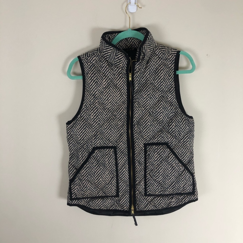 JCrew Double Zip Printed Puffer Sleevless Jacket